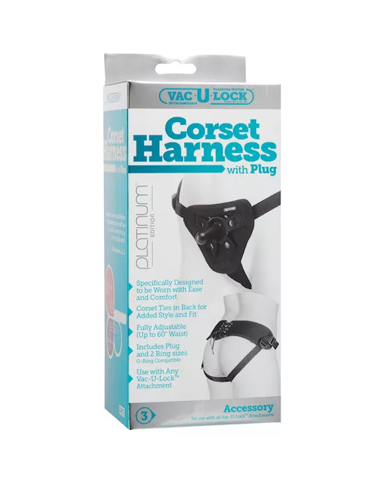 Vac-U-Lock Platinum Corset Harness With Plug