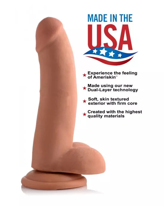 USA Cocks 8 Inch Ameriskin Dildo - Medium Skin Tone