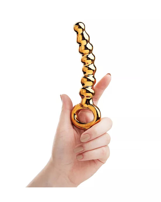 Lucent Magique Gold Glass Beaded Butt Plug