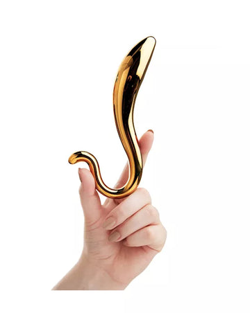 Lucent Aura Gold Glass Butt Plug