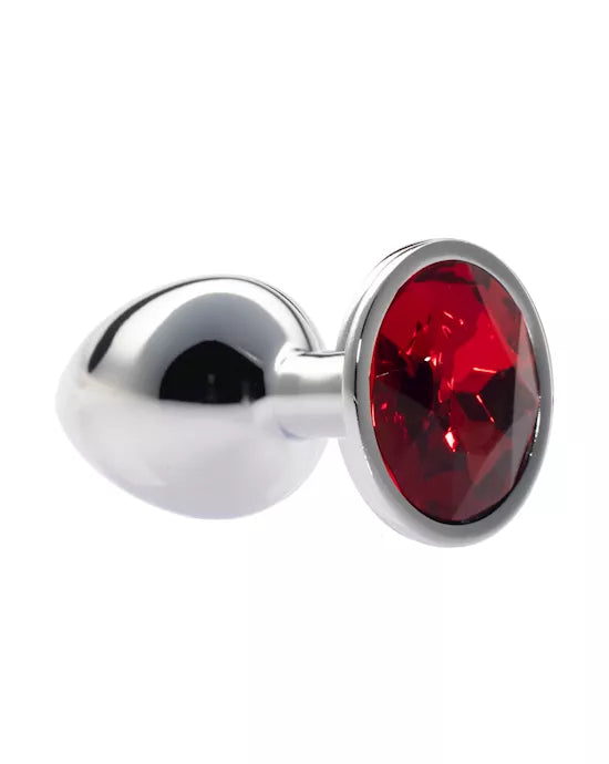 Kink Range Alloy Gem Butt Plug - 2.8 Inch -Red Gem