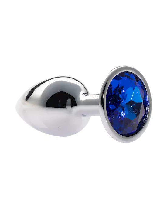 Kink Range Alloy Gem Butt Plug - 2.8 Inch - Dark Blue Gem