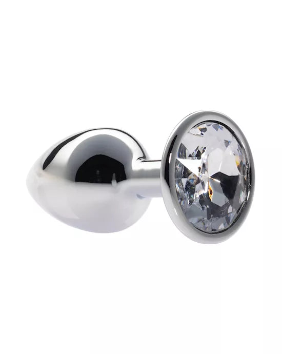 Kink Range Alloy Gem Butt Plug - 2.8 Inch - Transparent Gem