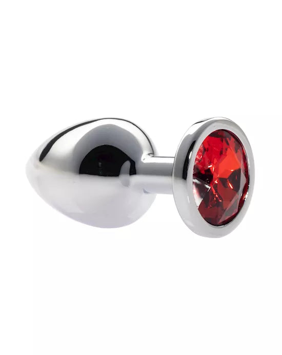 Kink Range Alloy Gem Butt Plug - 3.2 Inch - Red Gem