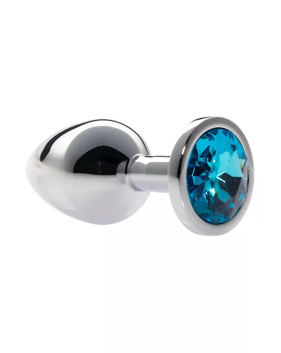 Kink Range Alloy Gem Butt Plug - 3.2 Inch - Light Blue